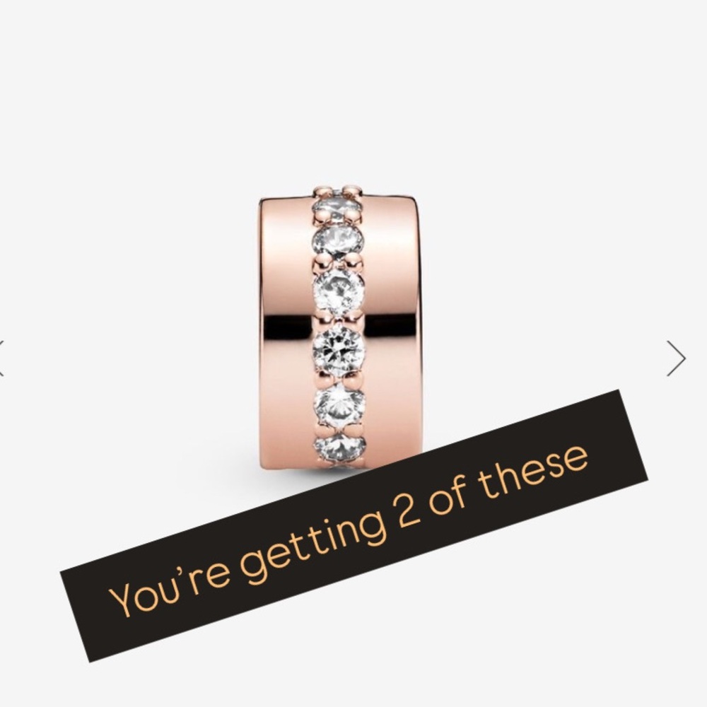 Pandora 2 rose gold Sparkling Row charm clip